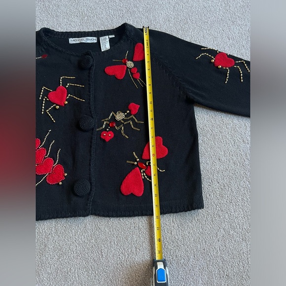 Michael Simon L XL heart Bugs Ant butterfly spider sweater cardigan - Picture 7 of 8
